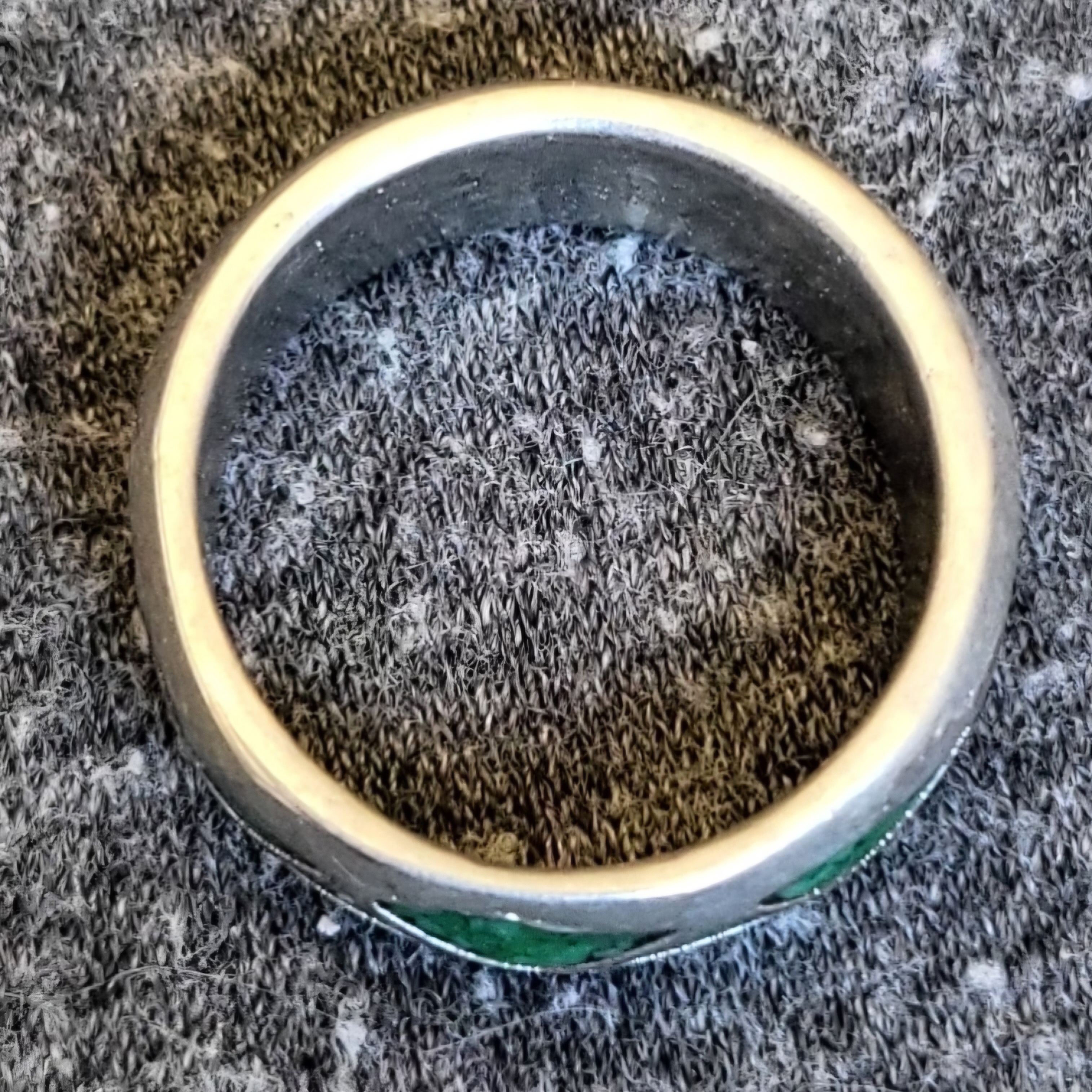 Elegant Silver And Green Malachite Women's Ring Size 5